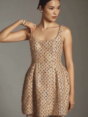 Maeve Tweed Fit & Flare Mini Dress